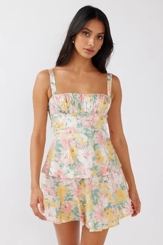 Sun - Protective Casual Dresses for Outdoor Activities​ Provence Bloom Tiered Mini Dress Multi Blush