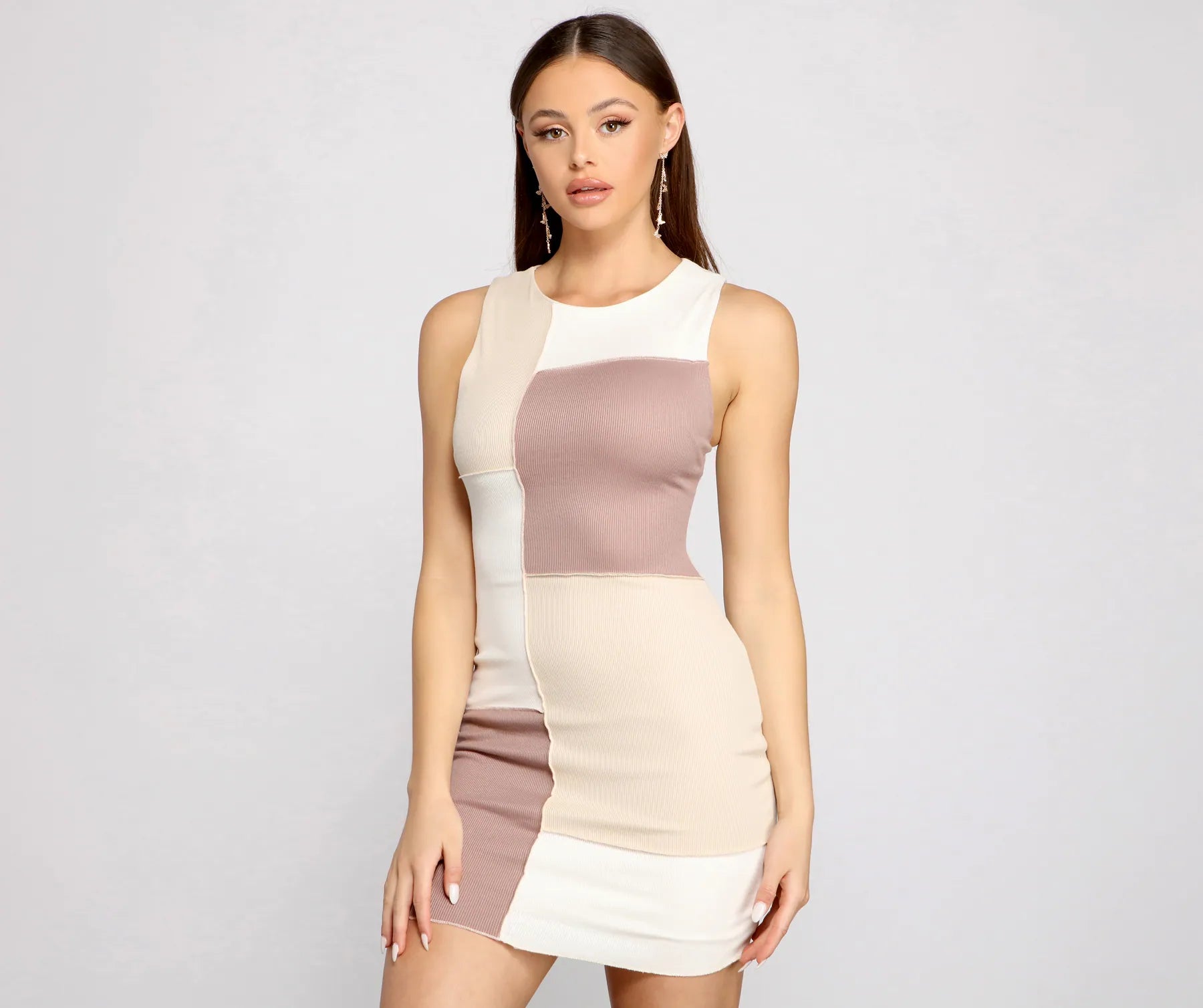 Summer - Appropriate Casual Dresses in Lightweight Materials​ Retro Babe Sleeveless Colorblock Mini Dress