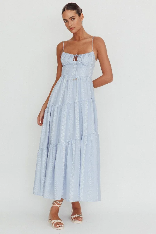 Sequined Casual Dresses for Special Occasions​ Doe Tied Bust Maxi Dress Blue