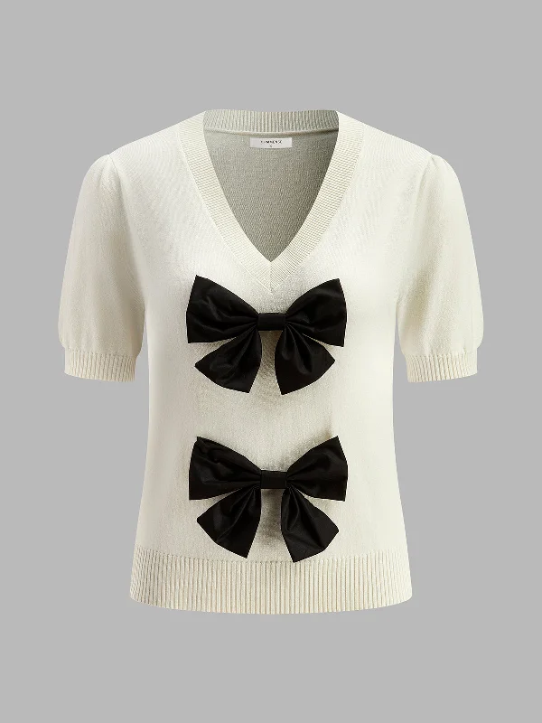 Midi Casual Dresses in Trendy Patterns​ Double Bow Detail Blouse