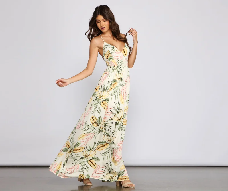 Anti - Wrinkle Casual Dresses for Easy Maintenance​ Take Me Back Tropical Maxi Dress