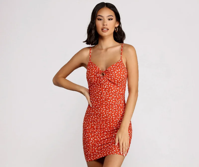 Outdoor Event Casual Dresses in Durable Fabrics​ Too Sweet Sweetheart Ditsy Floral Mini Dress