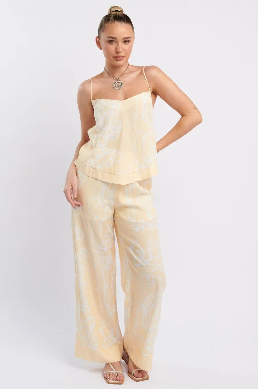 Spring - Season Casual Dresses in Fresh Colors​ Oceania Long Pants Print Yellow