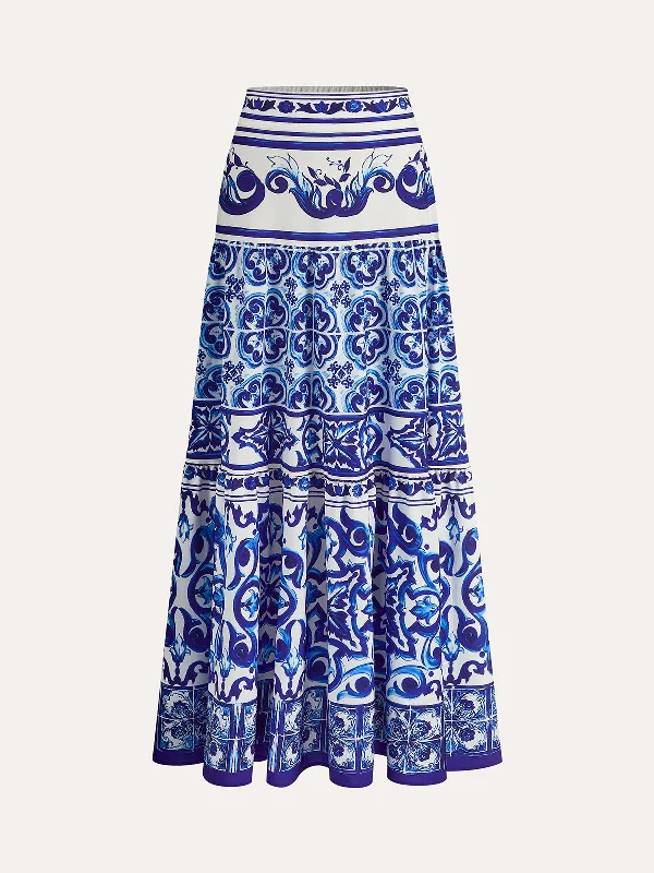 Festival - Inspired Casual Dresses with Bohemian Flair​ Boho Print Satin Skirt