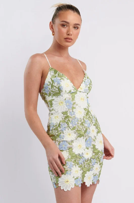 Ombre - Dyed Casual Dresses for a Gradient Effect​ Amitie Floral Lace Mini Dress Green