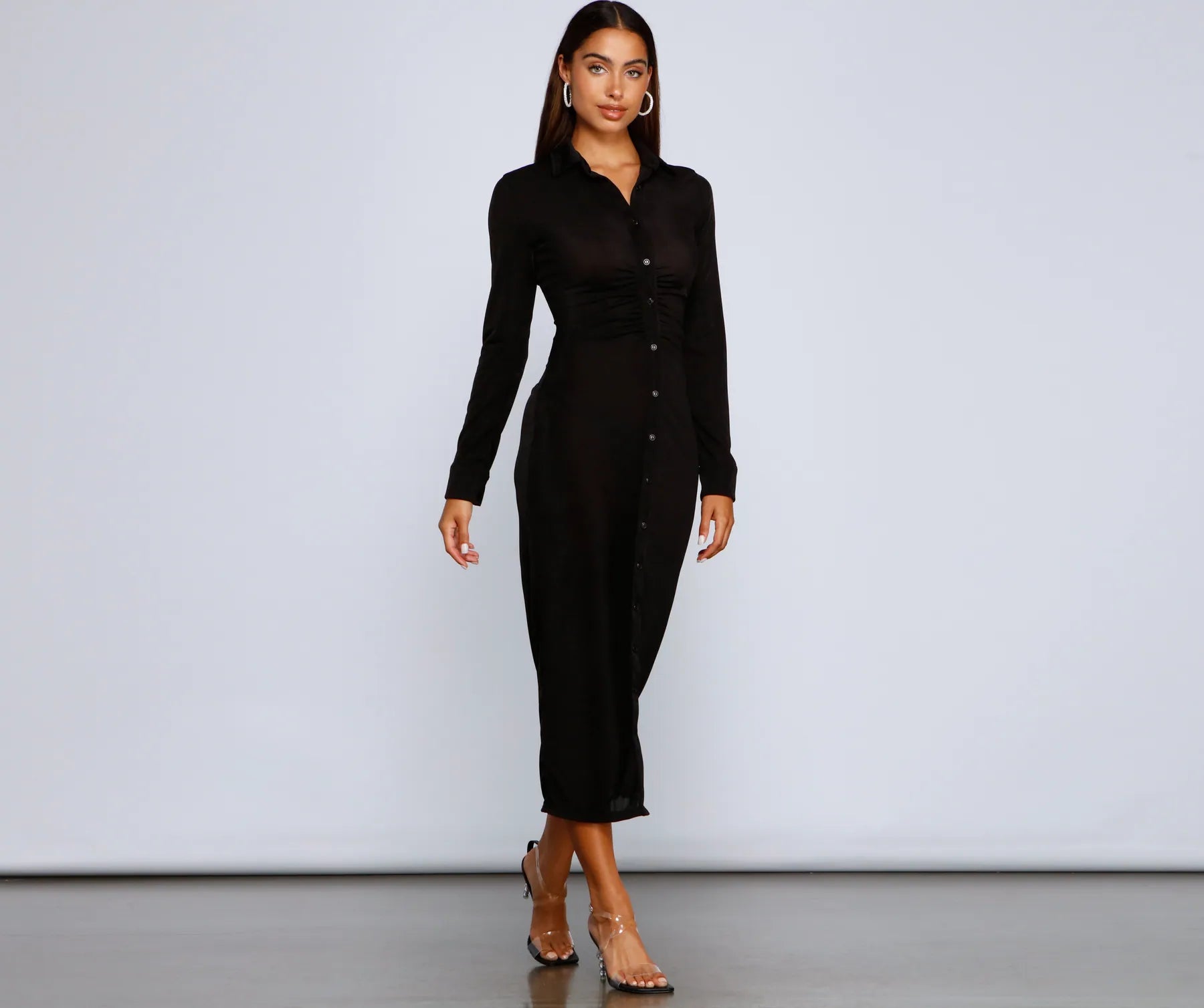 Faux Fur - Lined Casual Dresses for Winter Warmth​ Trendsetting Stunner Slinky Knit Midi Dress