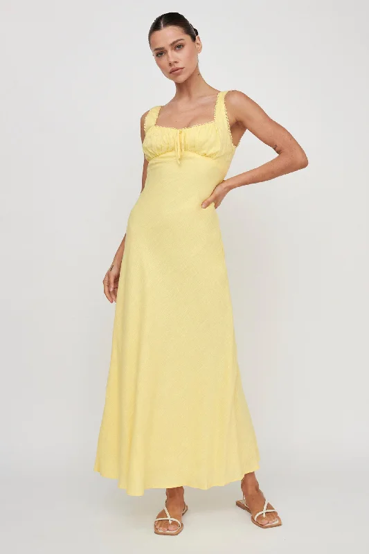 Neon - Colored Casual Dresses for a Trendy Look​ Carlee Gathered Bust Maxi Dress Yellow