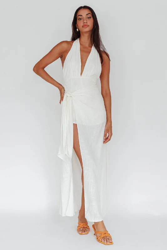Rain - Resistant Casual Dresses for Wet Weather​ La Habra Halterneck Romper White