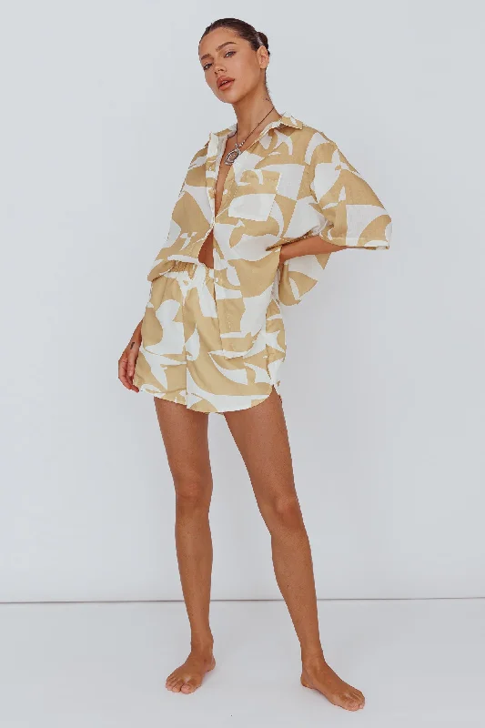 Brunch - Suitable Casual Dresses for a Relaxed Gathering​ On Vacay Elastic Waist Shorts Print Yellow
