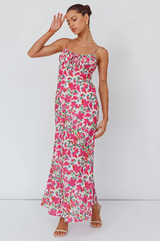 Concert - Wear Casual Dresses with a Fun Style​ Solstice Noon Tied Bust Midi Dress Print Pink