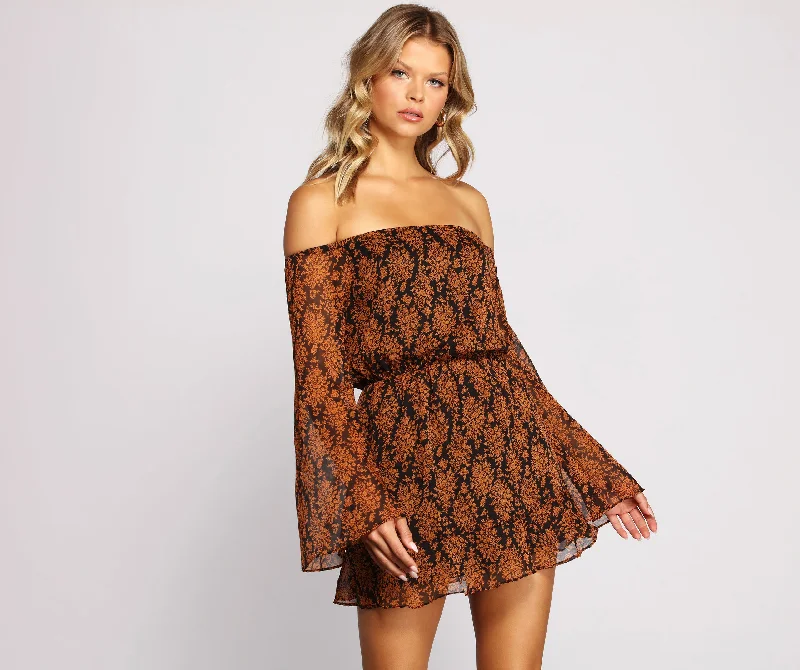 Button - Front Casual Dresses with Decorative Buttons​ Flowy Fall Feels Off The Shoulder Tunic