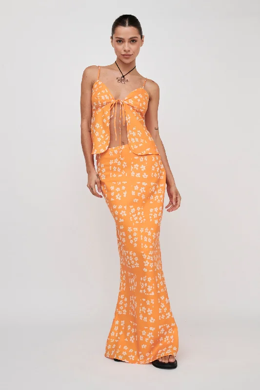 Geometric - Patterned Casual Dresses for a Modern Style​ Heart & Soul Maxi Skirt Floral Orange