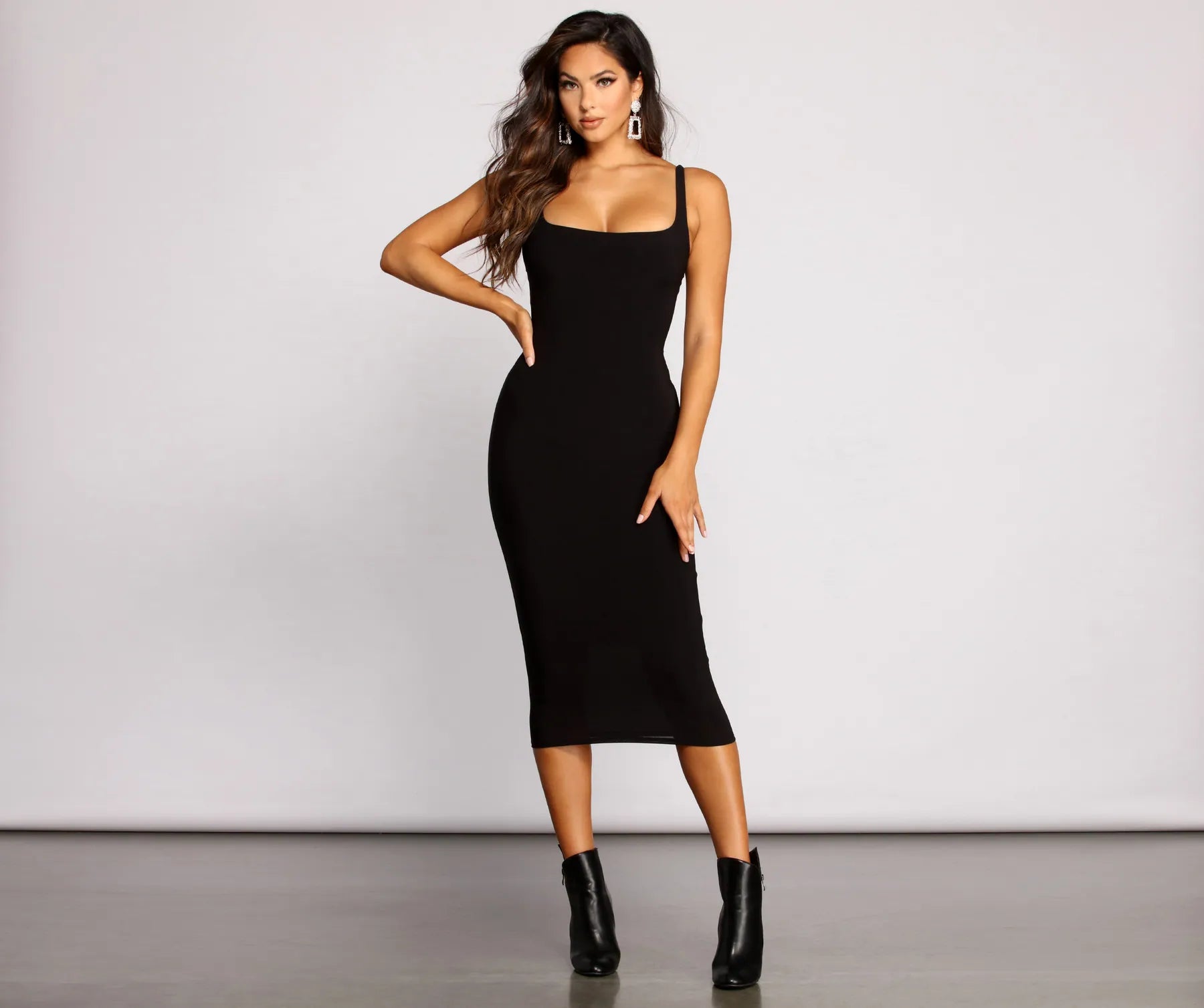 Denim - Patchwork Casual Dresses for a Unique Design​ So Into You Basic Knit Midi Dress