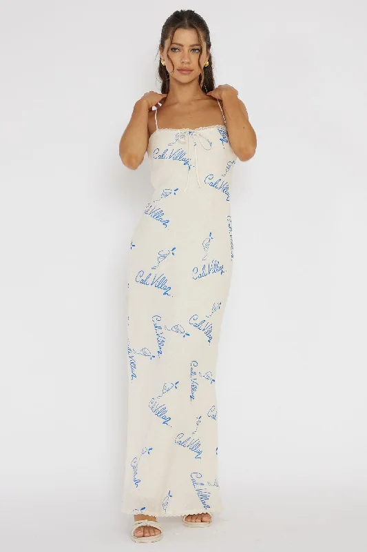 Baby Girl Casual Dresses for a Sweet Look​ Cali Sunset Lace Trim Maxi Dress Print Blue