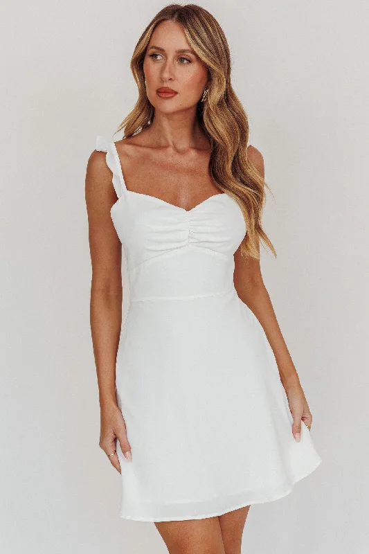 Embroidered Casual Dresses with Intricate Designs​ Camille A-line Mini Dress White