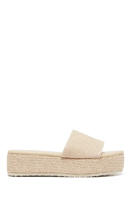 Plus - Size Casual Dresses for a Comfortable Fit​ THERAPY Avery Flatform Sandal Raffia Natural