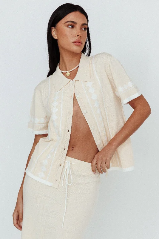 Drawstring - Waist Casual Dresses for Adjustable Tightness​ Amalfi Sun Knit Button-Up Shirt Sand
