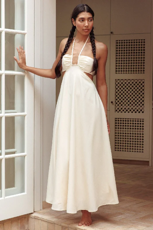 Plus - Size Casual Dresses for a Comfortable Fit​ Onika Cut-Out Tied Back Maxi Dress Butter