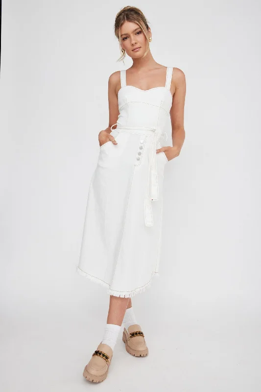 Anti - Wrinkle Casual Dresses for Easy Maintenance​ Zenyl Raw Hem Midi Dress Butter