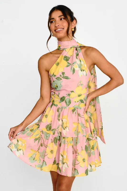 Crochet Casual Dresses for a Handmade Appeal​ Gimme Love Open Back Flounce Mini Dress Pink