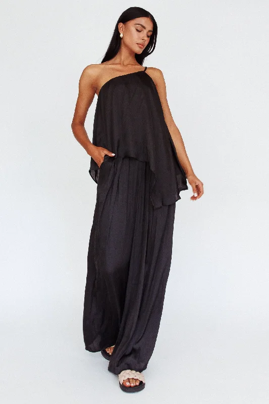 Travel - Friendly Casual Dresses for Comfort on the Go​ Pollina One Shoulder Top Black