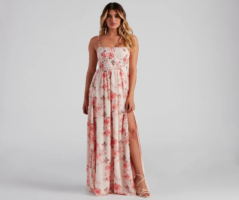 Polyester - Cotton Blend Casual Dresses​ Effortlessly Enchanting Floral Maxi Dress