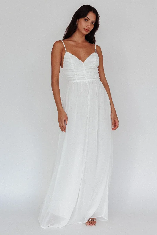 Picnic - Ready Casual Dresses in Bright Colors​ Janicca Ruched Bodice Jumpsuit Off White