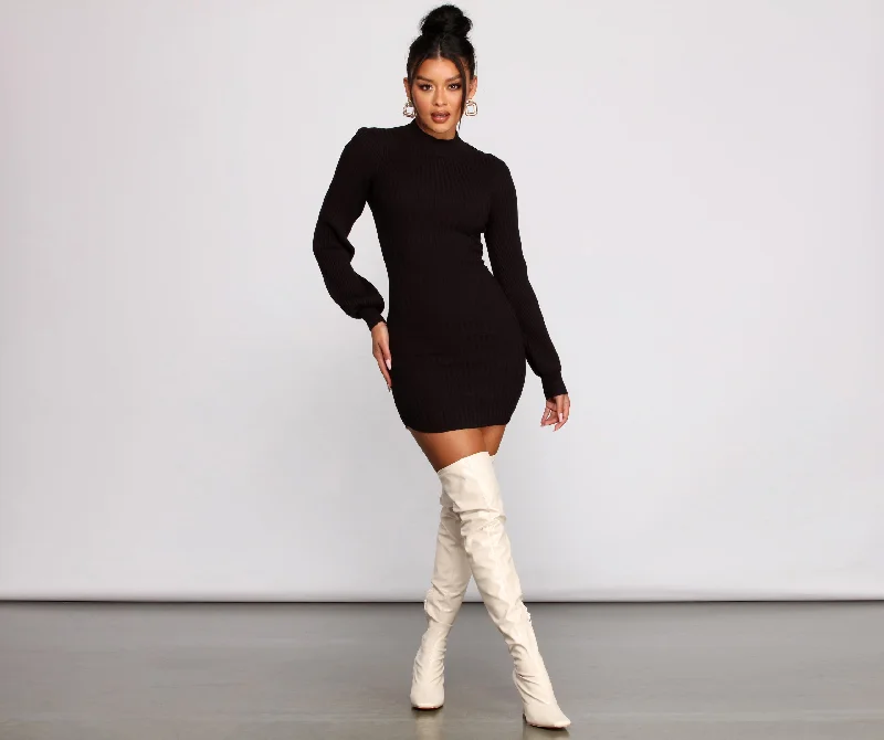 Cable - Knit Casual Dresses for a Traditional Style​ All Dolled Up Ribbed Knit Mini Dress