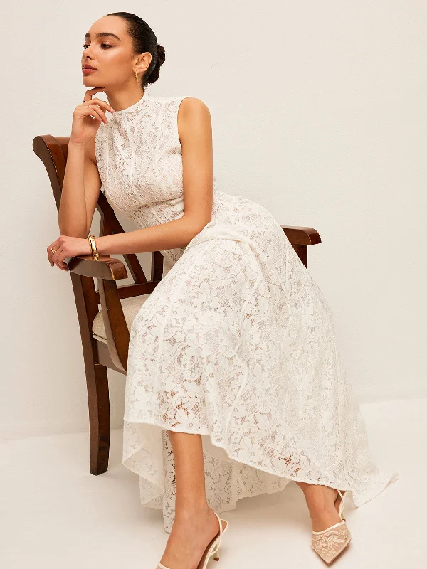 Abstract - Printed Casual Dresses for a Contemporary Vibe​ Semi-Sheer Lace Dress