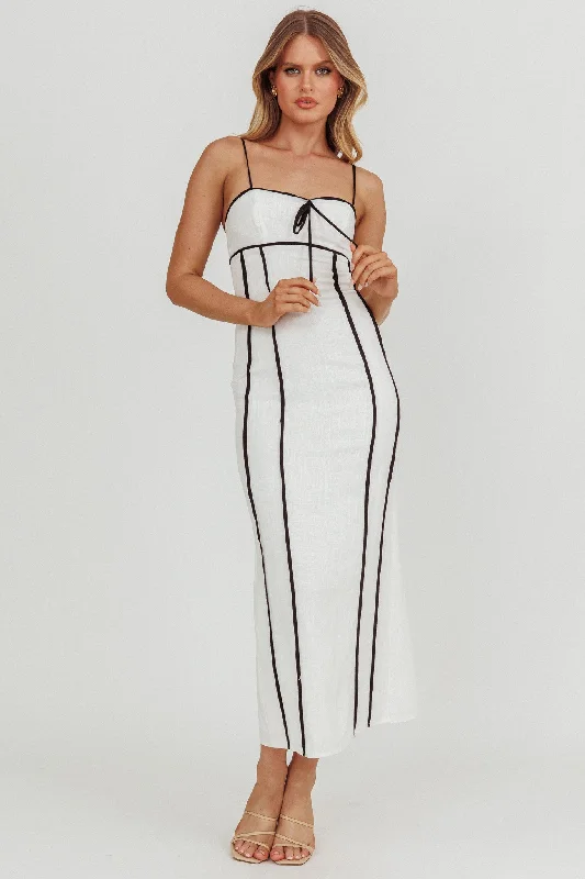 Cotton - Linen Blend Casual Dresses​ Chamberlain Contrast Maxi Dress White