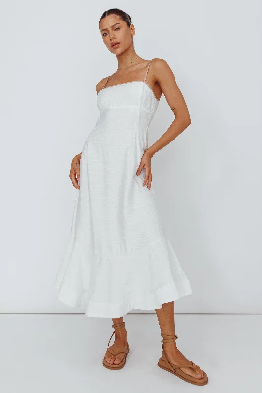 Hypoallergenic Casual Dresses for Sensitive Skin​ Noni Cami Strap Swing Midi Dress White