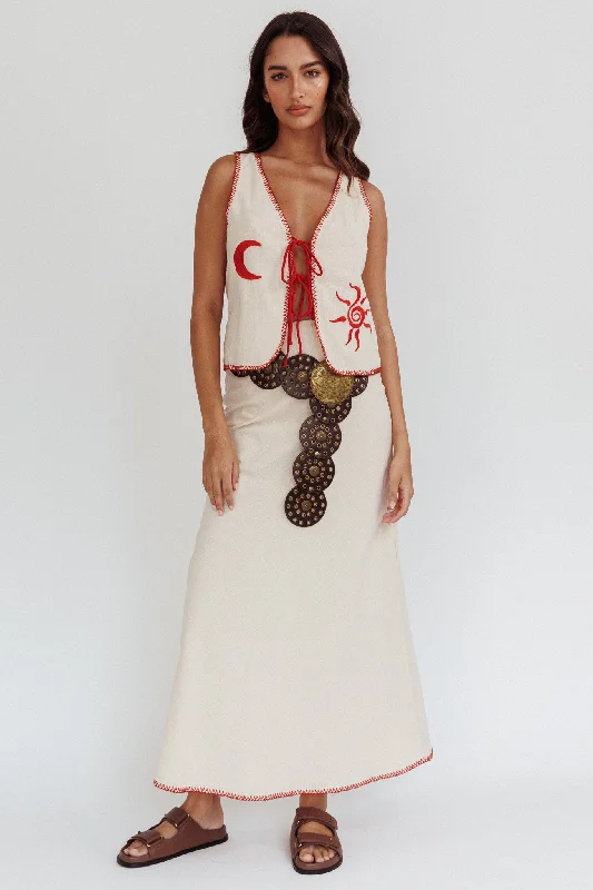 Brand - Specific Casual Dresses from Popular Labels Dose Of Sunshine Blanket Stitch Skirt Beige Brand - Specific Casual Dresses from Popular Labels Dose Of Sunshine Blanket Stitch Skirt Beige