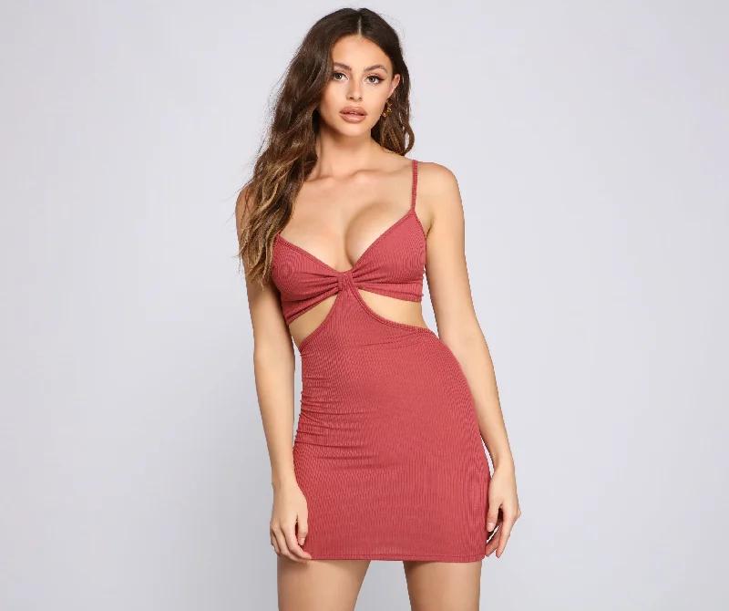Solid Color Casual Dresses in Earth Tones​ Absolute Bombshell Cutout Mini Dress