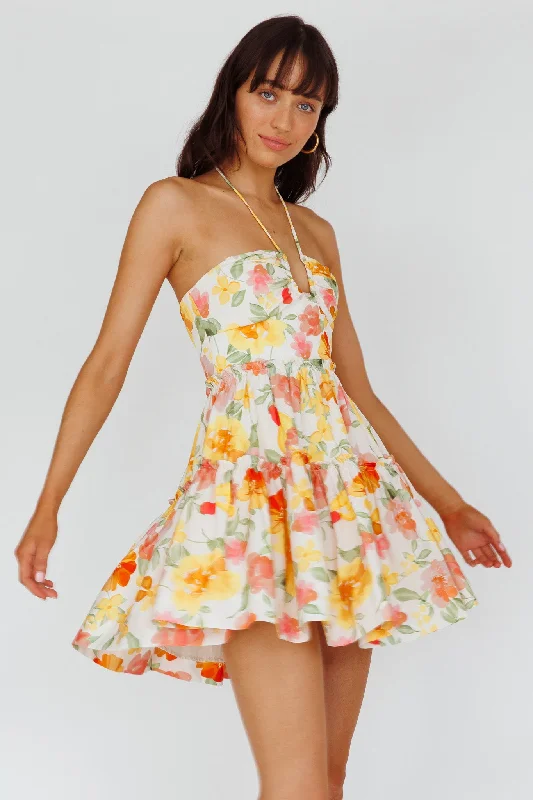 Belted Casual Dresses to Define the Waist Horizons Frill Trim Mini Dress Floral Yellow Belted Casual Dresses to Define the Waist Horizons Frill Trim Mini Dress Floral Yellow