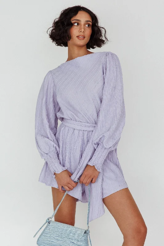 Argyle - Printed Casual Dresses in Pastel Hues​ Summer Lover Long Sleeve Romper Lilac