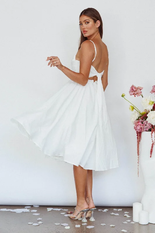 Maternity Casual Dresses for Pregnant Women​ Salome Tied Back Knee Length Dress White