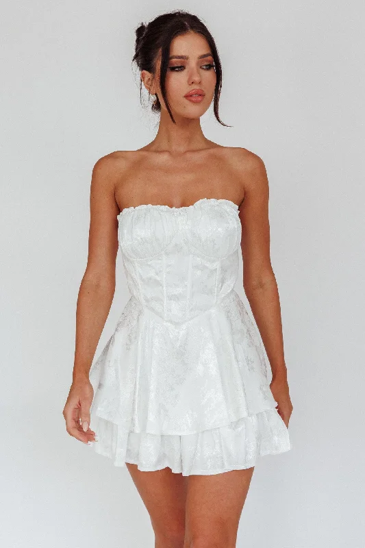 Concert - Wear Casual Dresses with a Fun Style​ Angel Sky Gathered Bust Romper Ivory