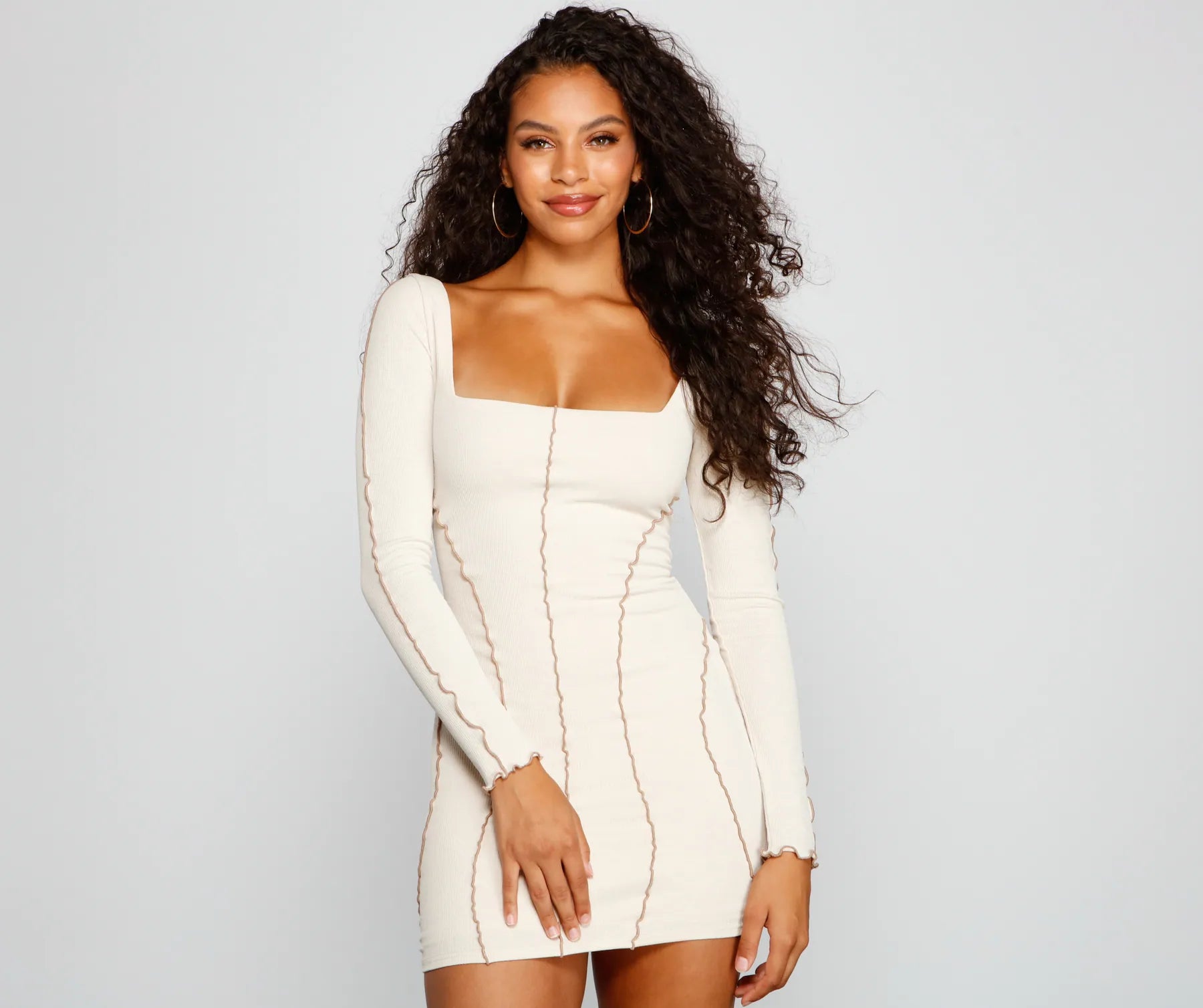 Button - Down Casual Dresses for a Classic Vibe​ Make A Seam Ribbed Knit Mini Dress