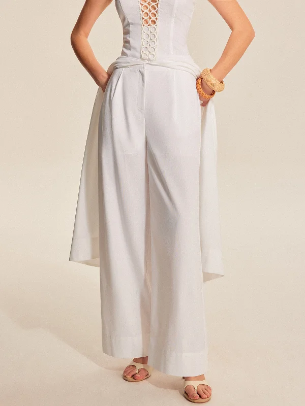 Concert - Wear Casual Dresses with a Fun Style​ Mid-Waist Wide-Leg Pants With Pockets
