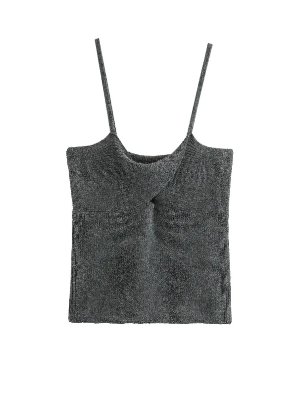 Stretchable Casual Dresses for a Flexible Fit​ Spaghetti Strap Knotted Sweater Vest