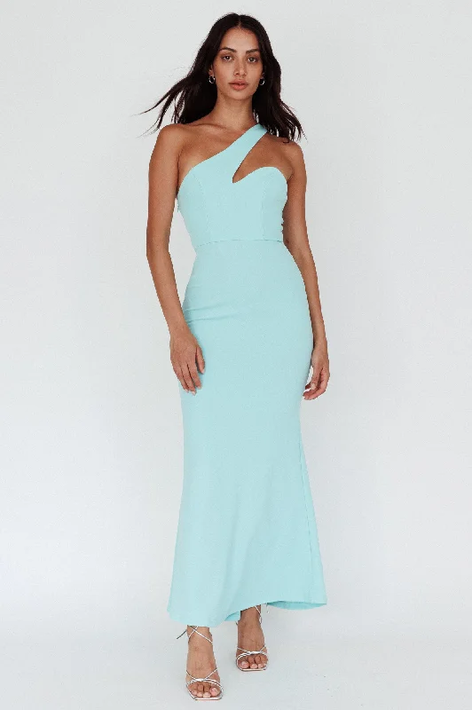 Smocked Waist Casual Dresses for Comfort​ Shooting Stars One-Shoulder Maxi Dress Mint