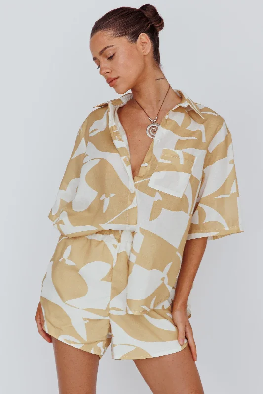 Baby Girl Casual Dresses for a Sweet Look​ On Vacay Button-Up Shirt Print Yellow