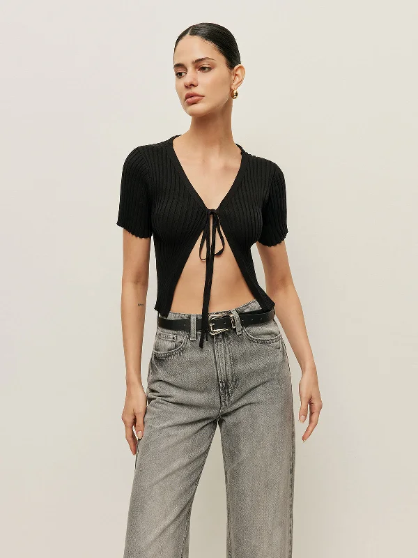 Sleeveless Casual Dresses for Warm Weather​ Ribbed Tie Front Short Sleeve Top
