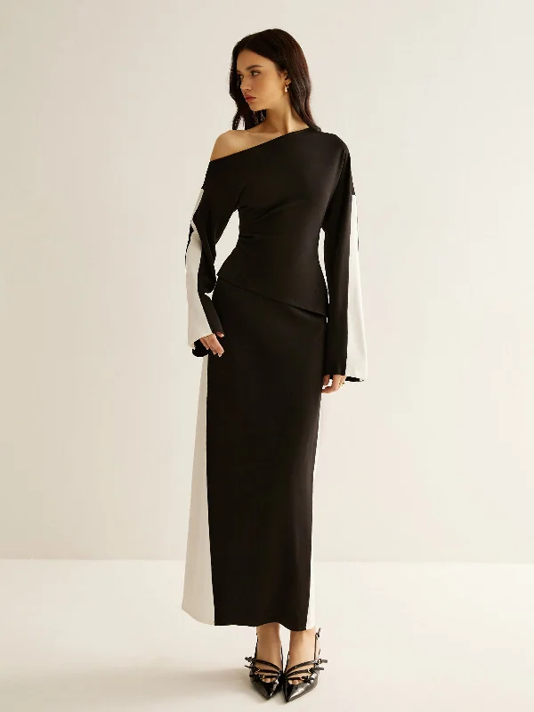 Sleep - Wear Inspired Casual Dresses for a Cozy Feel​ Asymmetrical Color Block Jersey T-Shirt