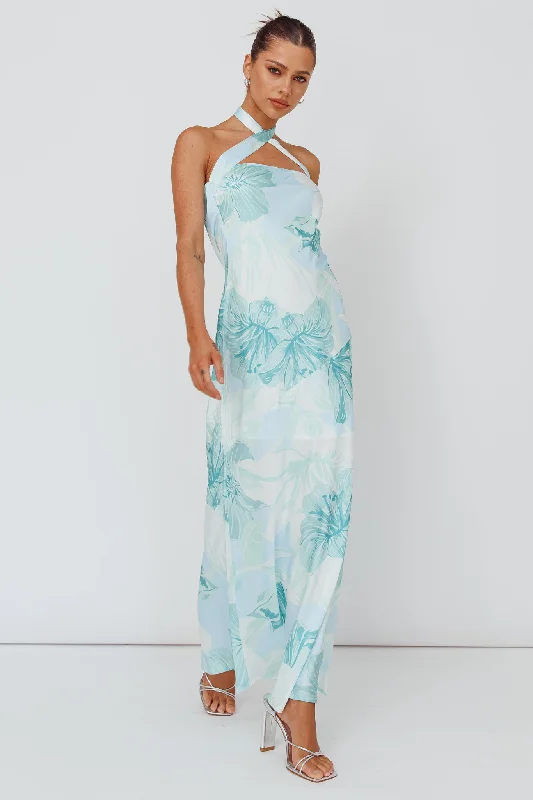 Velvet Casual Dresses for a Luxurious Look​ Jacquelynne Halter Cowl Back Maxi Dress Mint