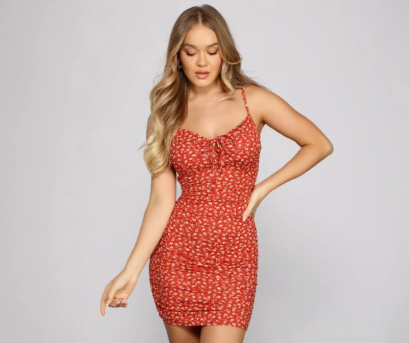 Leather - Look Casual Dresses for a Tough Style​ Sweetest Style Floral Mini Dress