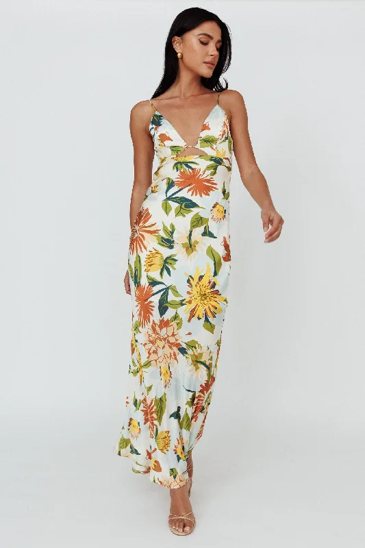 Plus - Size Casual Dresses for a Comfortable Fit​ Dance Again Cut-Out Back Maxi Dress Floral Green