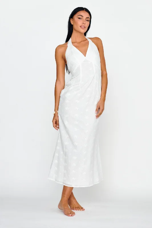 Brunch - Suitable Casual Dresses for a Relaxed Gathering​ Lavara Halterneck Midi Dress White