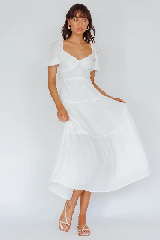 Rain - Resistant Casual Dresses for Wet Weather​ Royce Bow Back Midi Dress White