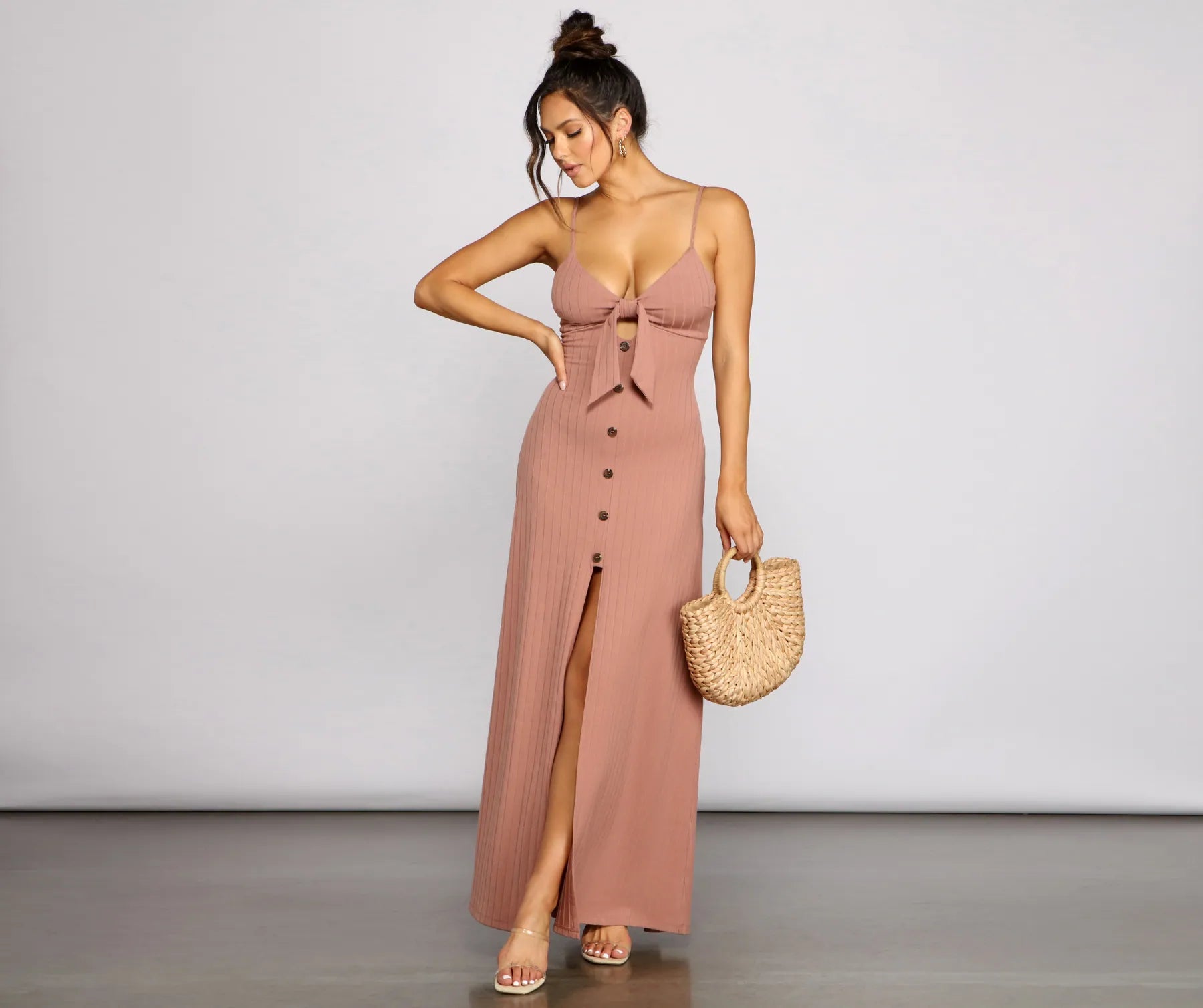 Brunch - Suitable Casual Dresses for a Relaxed Gathering​ Effortless Style Tie-Front Maxi Dress